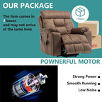 Fauteuil inclinable releveur électrique, massage et chaleur, velours, 8 points de massage, porte-gobelet, s'incline à 160°, 1 place, marron clair/foncé