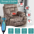 Fauteuil inclinable releveur électrique, massage et chaleur, velours, 8 points de massage, porte-gobelet, s'incline à 160°, 1 place, marron clair/foncé