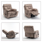 Fauteuil inclinable releveur électrique, massage et chaleur, velours, 8 points de massage, porte-gobelet, s'incline à 160°, 1 place, marron clair/foncé