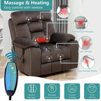 Fauteuil inclinable releveur électrique, massage et chaleur, velours, 8 points de massage, porte-gobelet, s'incline à 160°, 1 place, marron clair/foncé