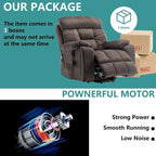 Fauteuil inclinable releveur électrique, massage et chaleur, velours, 8 points de massage, porte-gobelet, s'incline à 160°, 1 place, marron clair/foncé