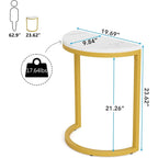 Table d'appoint demi-ronde, table d'appoint étroite, table basse fine en C pour canapé