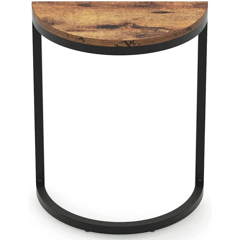Table d'appoint demi-ronde, table d'appoint étroite, table basse fine en C pour canapé