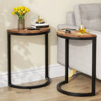 Table d'appoint demi-ronde, table d'appoint étroite, table basse fine en C pour canapé