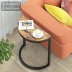 Table d'appoint demi-ronde, table d'appoint étroite, table basse fine en C pour canapé