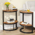 Table d'appoint demi-ronde, table d'appoint étroite, table basse fine en C pour canapé