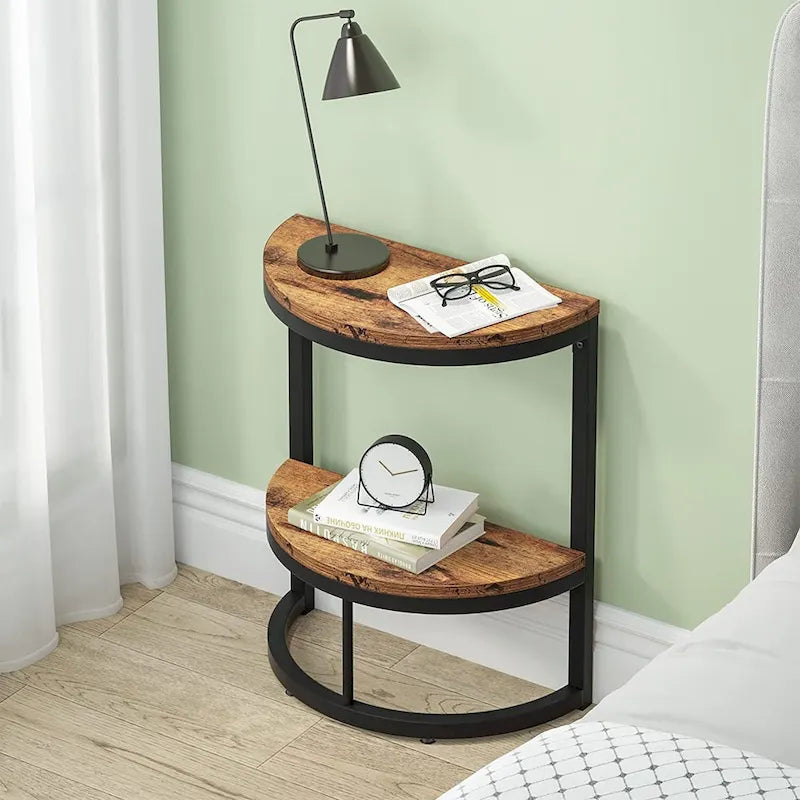 Table d'appoint demi-ronde, table d'appoint étroite, table basse fine en C pour canapé