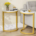 Table d'appoint demi-ronde, table d'appoint étroite, table basse fine en C pour canapé