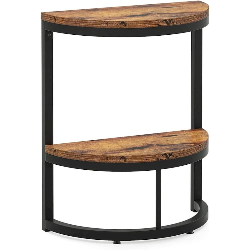 Table d'appoint demi-ronde, table d'appoint étroite, table basse fine en C pour canapé