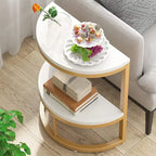 Table d'appoint demi-ronde, table d'appoint étroite, table basse fine en C pour canapé