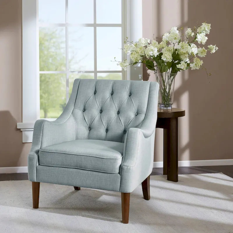 Fauteuil d'appoint capitonné, Transitionnel, Coussin amovible, Pieds en bois, 74,3 cm L, 136 kg, 6 couleurs