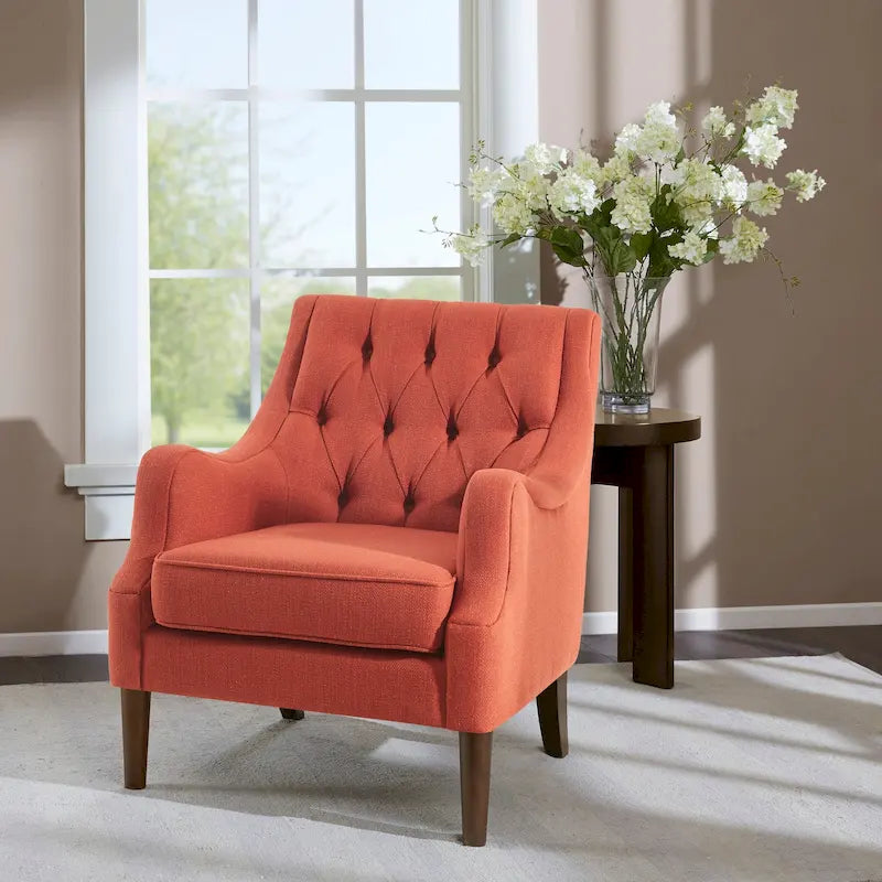 Fauteuil d'appoint capitonné, Transitionnel, Coussin amovible, Pieds en bois, 74,3 cm L, 136 kg, 6 couleurs