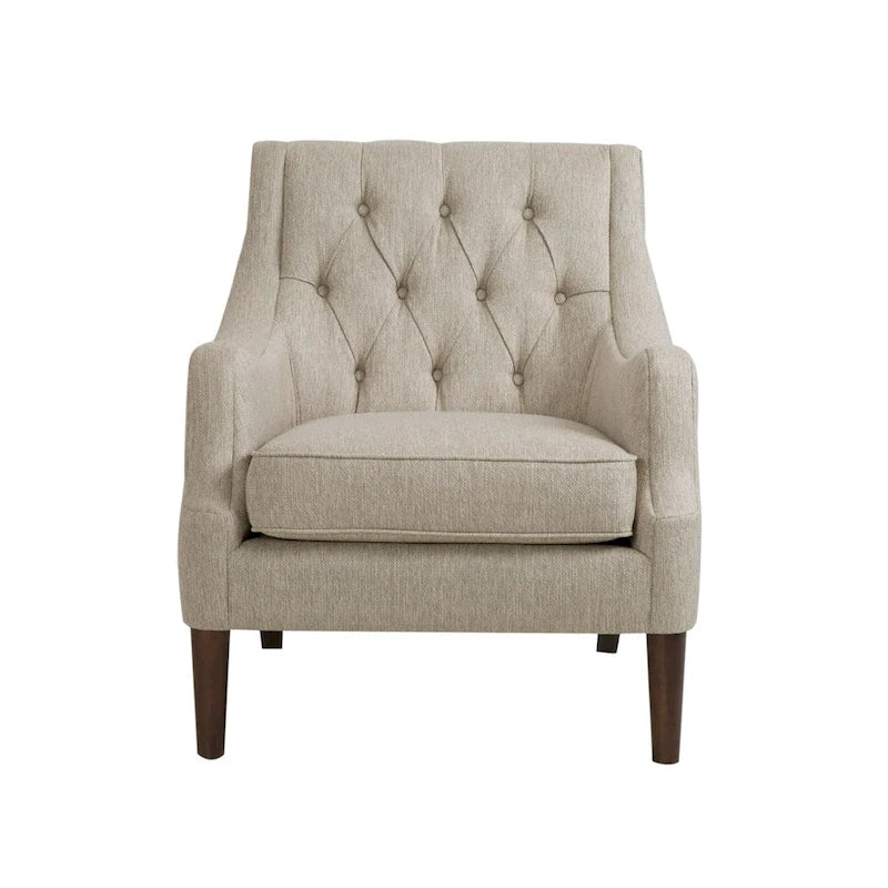 Fauteuil d'appoint capitonné, Transitionnel, Coussin amovible, Pieds en bois, 74,3 cm L, 136 kg, 6 couleurs