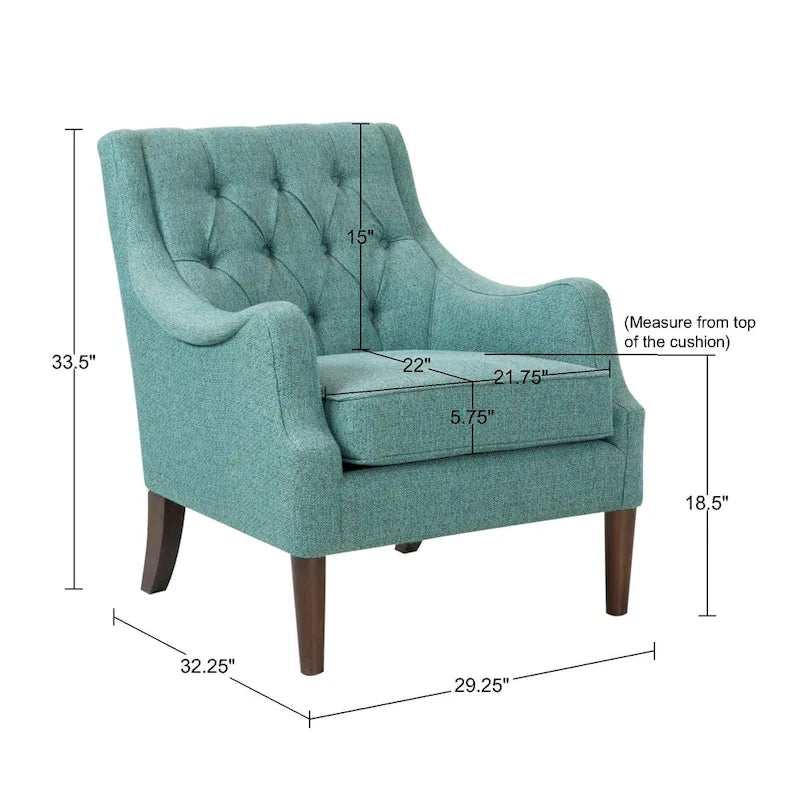 Fauteuil d'appoint capitonné, Transitionnel, Coussin amovible, Pieds en bois, 74,3 cm L, 136 kg, 6 couleurs