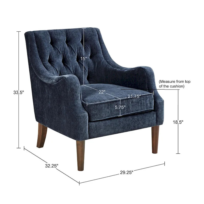 Fauteuil d'appoint capitonné, Transitionnel, Coussin amovible, Pieds en bois, 74,3 cm L, 136 kg, 6 couleurs