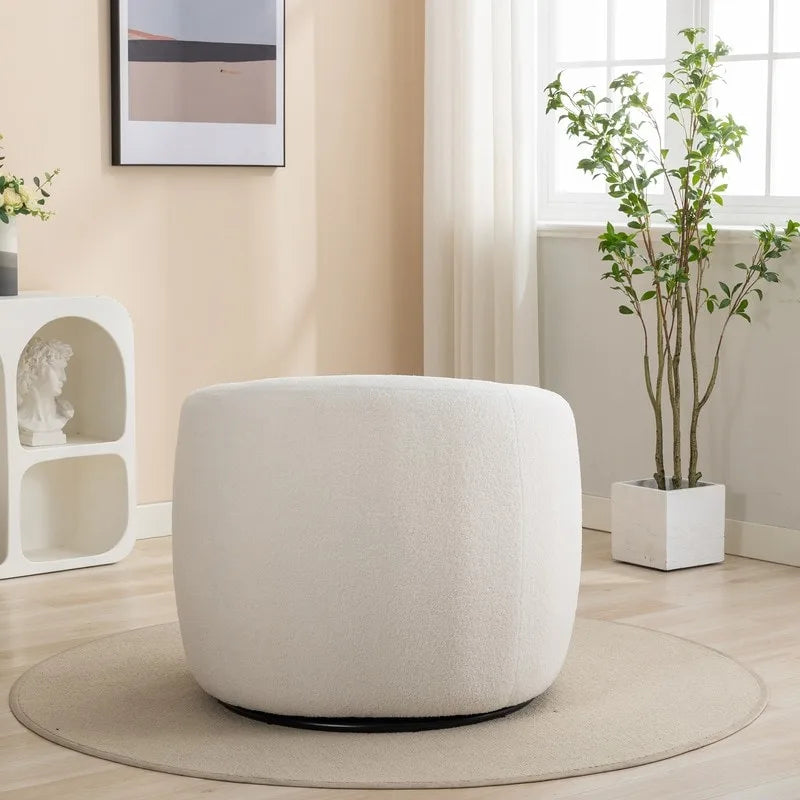 Fauteuil crapaud pivotant à 360°, Polyester, Coussin en mousse, Accoudoirs arrondis, 1 place, Orange/Vert/Noir/Blanc