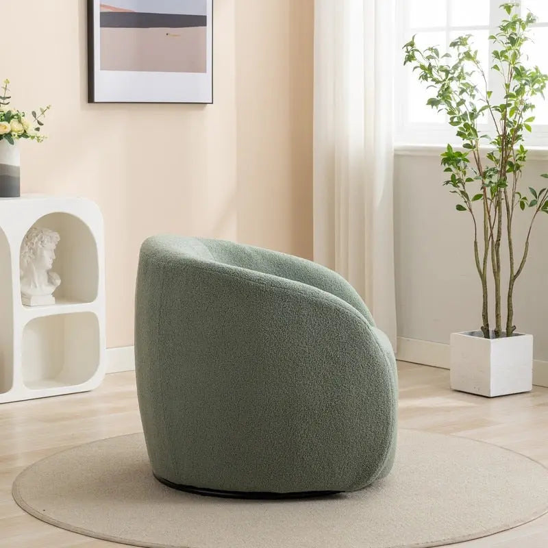 Fauteuil crapaud pivotant à 360°, Polyester, Coussin en mousse, Accoudoirs arrondis, 1 place, Orange/Vert/Noir/Blanc
