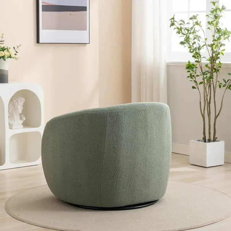 Fauteuil crapaud pivotant à 360°, Polyester, Coussin en mousse, Accoudoirs arrondis, 1 place, Orange/Vert/Noir/Blanc
