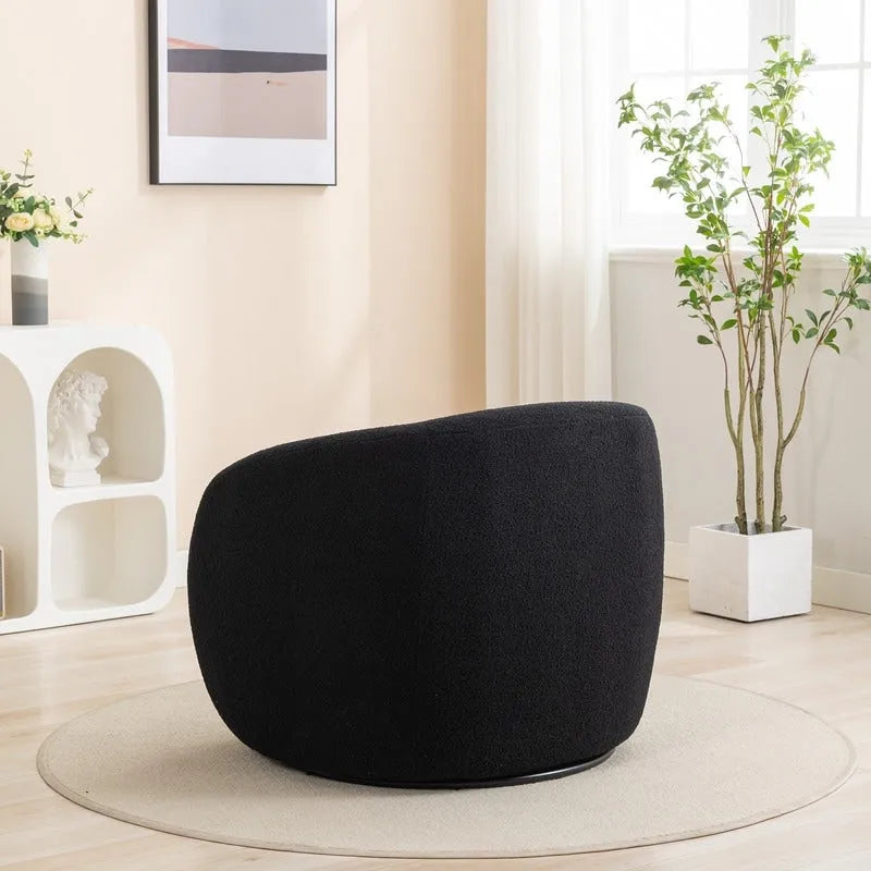 Fauteuil crapaud pivotant à 360°, Polyester, Coussin en mousse, Accoudoirs arrondis, 1 place, Orange/Vert/Noir/Blanc