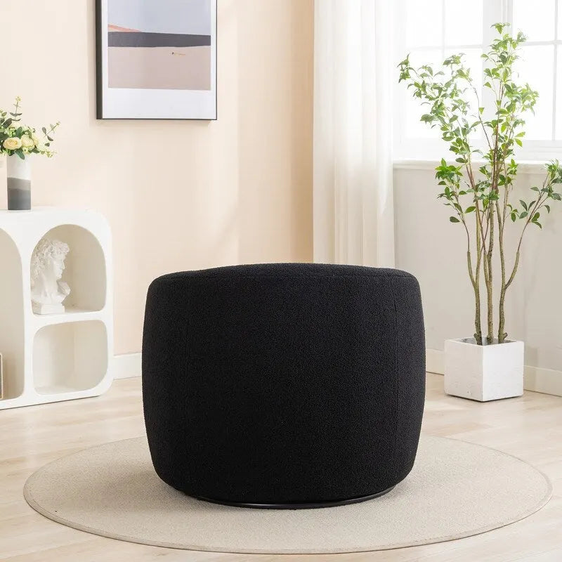 Fauteuil crapaud pivotant à 360°, Polyester, Coussin en mousse, Accoudoirs arrondis, 1 place, Orange/Vert/Noir/Blanc