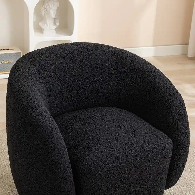 Fauteuil crapaud pivotant à 360°, Polyester, Coussin en mousse, Accoudoirs arrondis, 1 place, Orange/Vert/Noir/Blanc