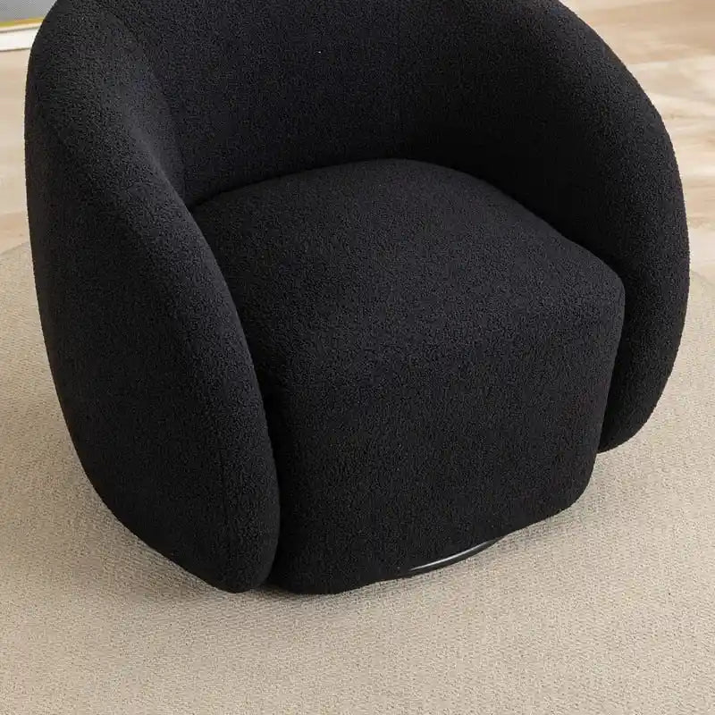 Fauteuil crapaud pivotant à 360°, Polyester, Coussin en mousse, Accoudoirs arrondis, 1 place, Orange/Vert/Noir/Blanc