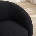 Fauteuil crapaud pivotant à 360°, Polyester, Coussin en mousse, Accoudoirs arrondis, 1 place, Orange/Vert/Noir/Blanc