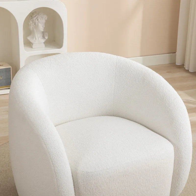 Fauteuil crapaud pivotant à 360°, Polyester, Coussin en mousse, Accoudoirs arrondis, 1 place, Orange/Vert/Noir/Blanc