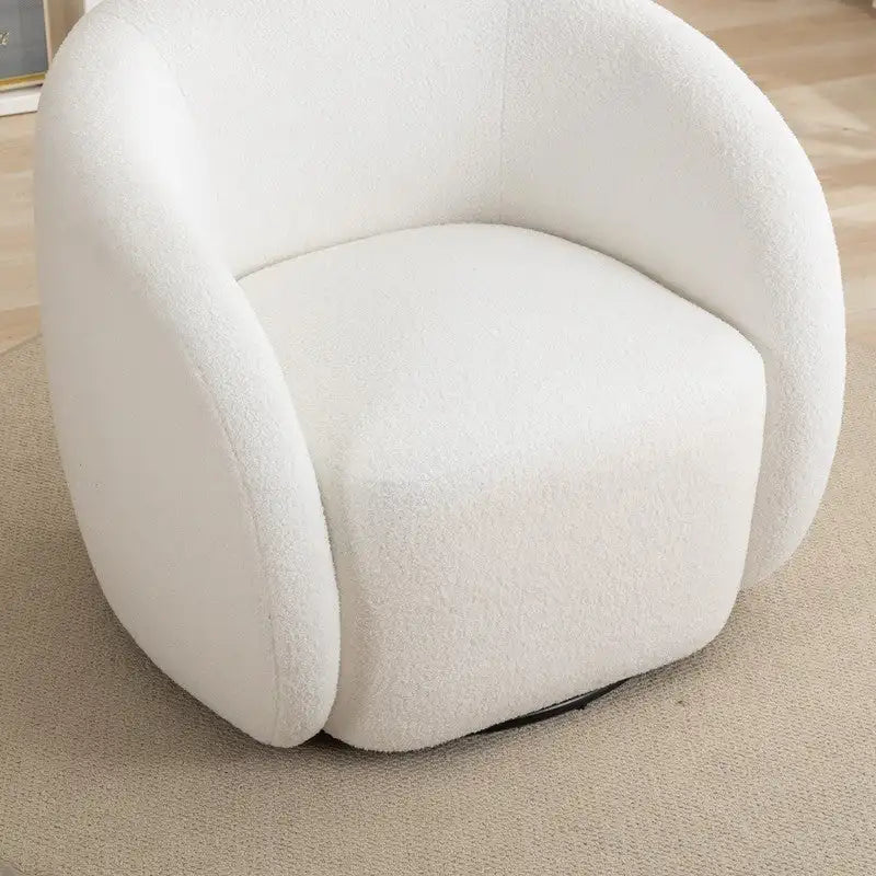 Fauteuil crapaud pivotant à 360°, Polyester, Coussin en mousse, Accoudoirs arrondis, 1 place, Orange/Vert/Noir/Blanc