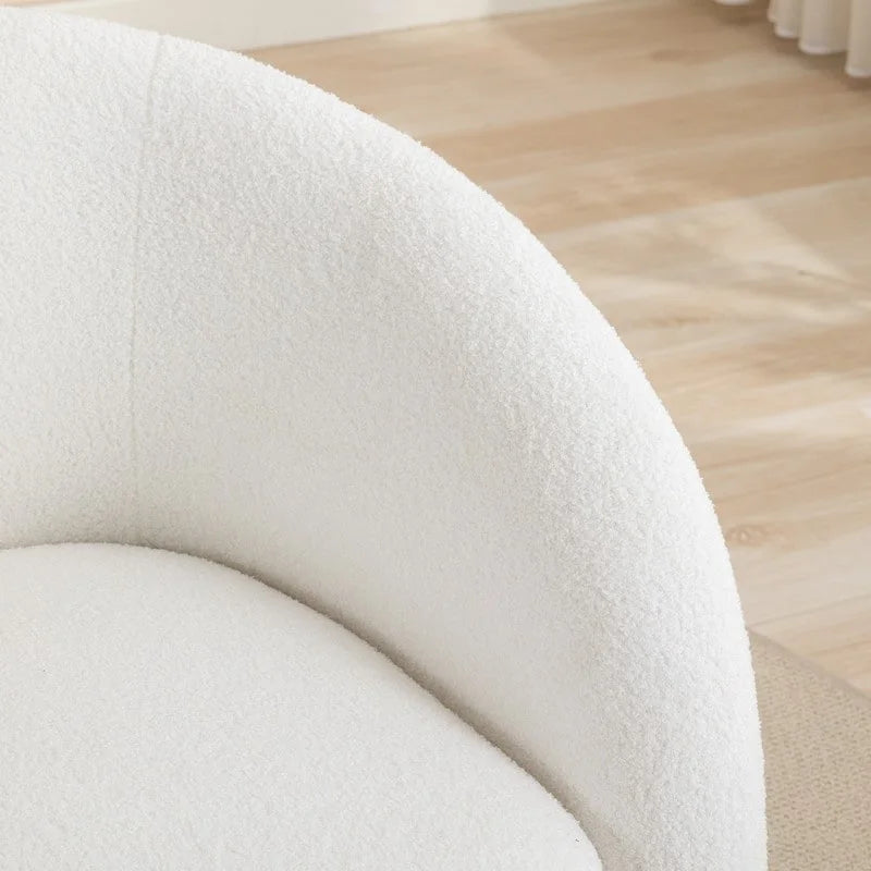 Fauteuil crapaud pivotant à 360°, Polyester, Coussin en mousse, Accoudoirs arrondis, 1 place, Orange/Vert/Noir/Blanc