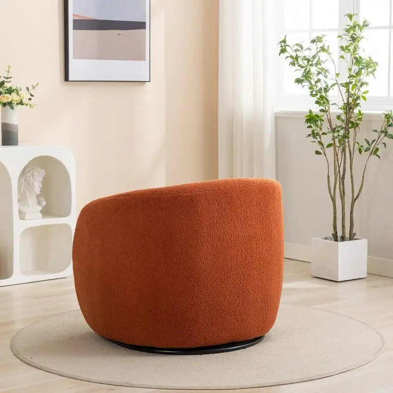Fauteuil crapaud pivotant à 360°, Polyester, Coussin en mousse, Accoudoirs arrondis, 1 place, Orange/Vert/Noir/Blanc