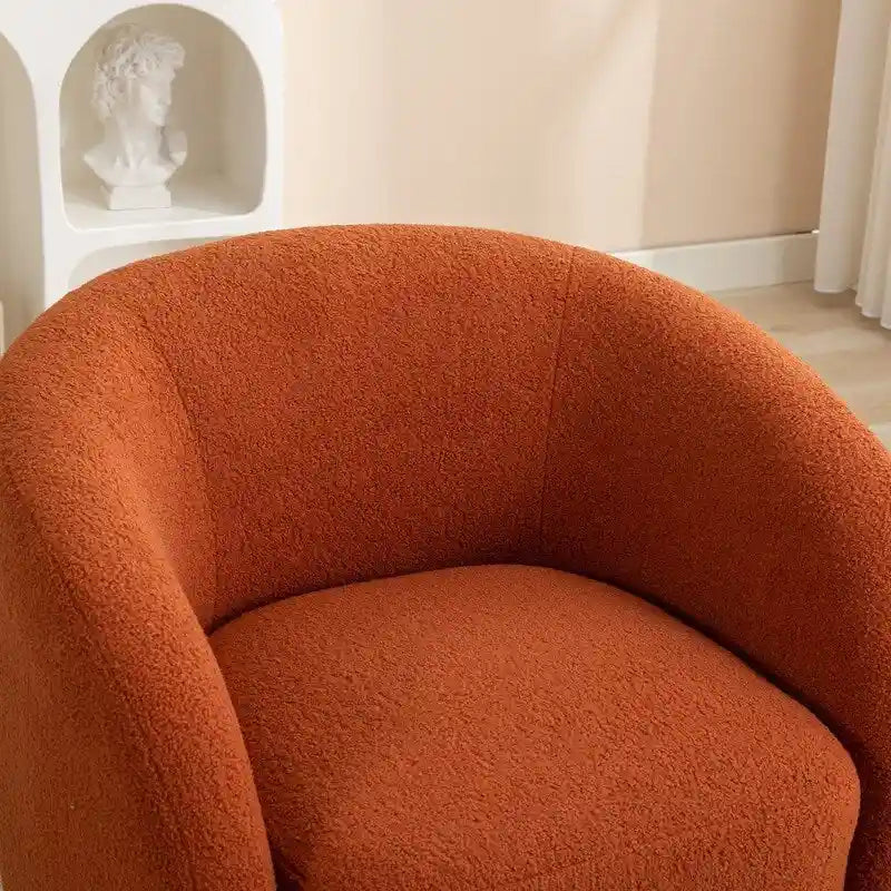 Fauteuil crapaud pivotant à 360°, Polyester, Coussin en mousse, Accoudoirs arrondis, 1 place, Orange/Vert/Noir/Blanc