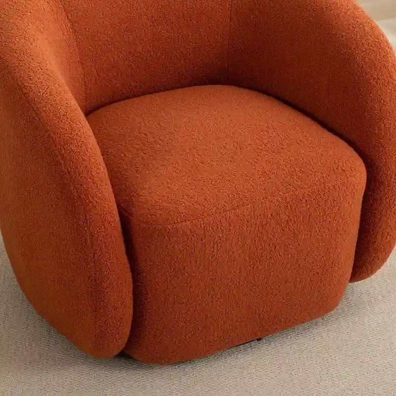 Fauteuil crapaud pivotant à 360°, Polyester, Coussin en mousse, Accoudoirs arrondis, 1 place, Orange/Vert/Noir/Blanc