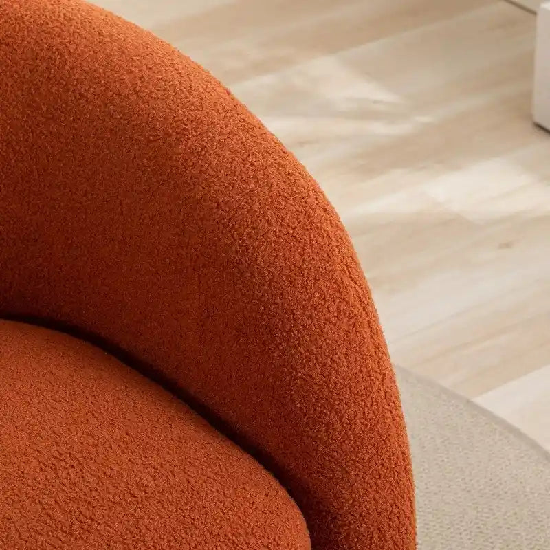 Fauteuil crapaud pivotant à 360°, Polyester, Coussin en mousse, Accoudoirs arrondis, 1 place, Orange/Vert/Noir/Blanc