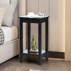 Set of 2 Tall Nightstand 2 Tier End Table Sofa Narrow Bedside Table