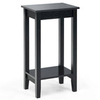 Table de chevet à 2 niveaux, lot de 2, bois et MDF, 4 pieds solides, 40,6 cm L x 29,2 cm l x 73,7 cm H, noir/blanc
