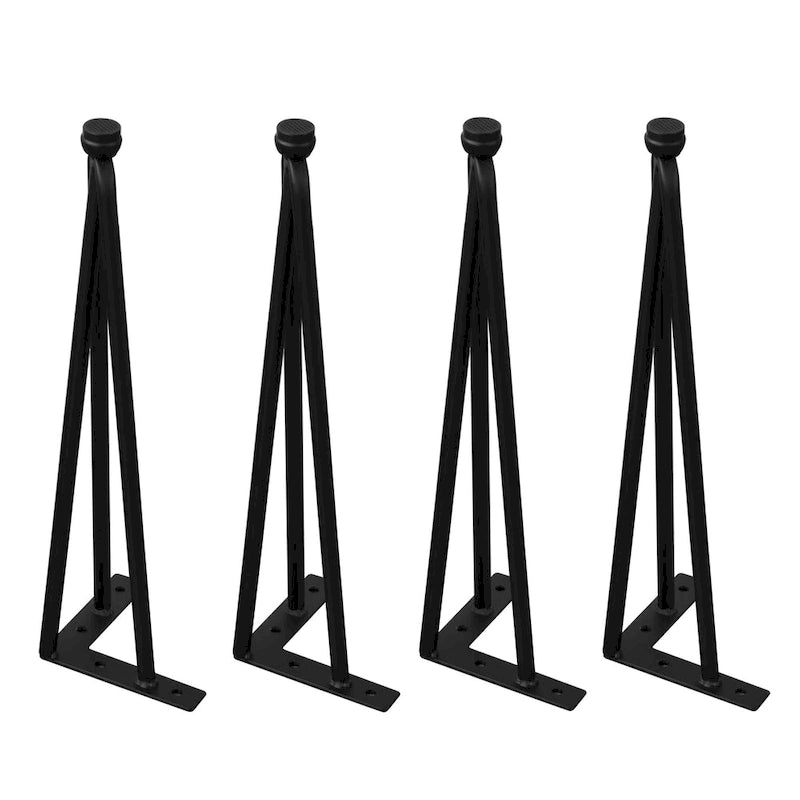 Pieds de table épingle en métal, fer thermolaqué, plaque de montage pré-percée, noir, 3-4 pièces, plusieurs tailles
