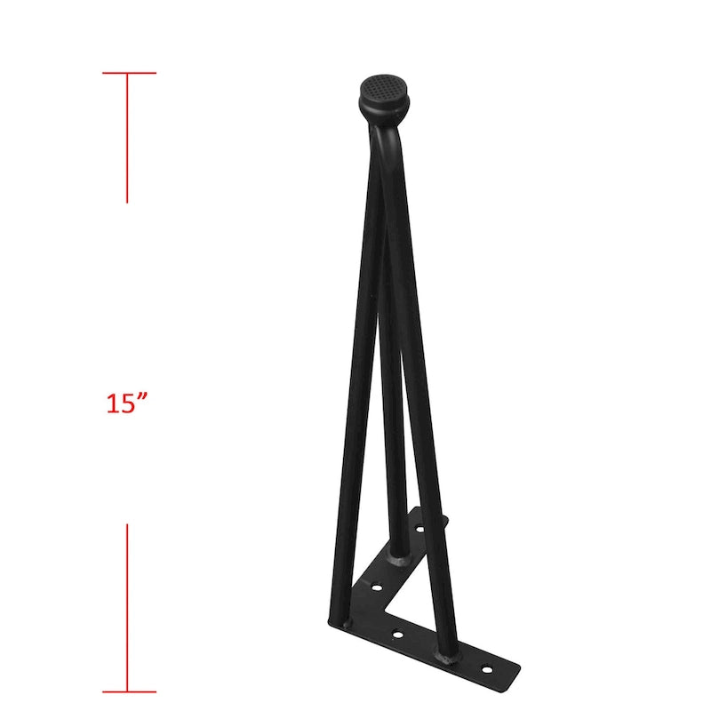 Pieds de table épingle en métal, fer thermolaqué, plaque de montage pré-percée, noir, 3-4 pièces, plusieurs tailles