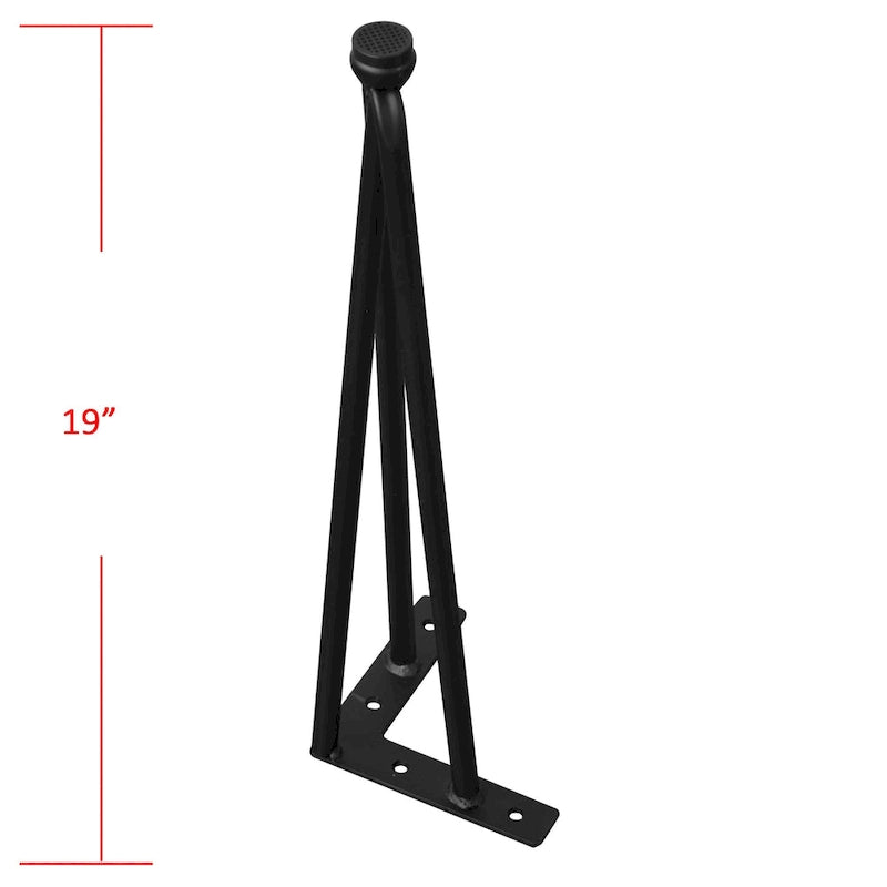 Pieds de table épingle en métal, fer thermolaqué, plaque de montage pré-percée, noir, 3-4 pièces, plusieurs tailles