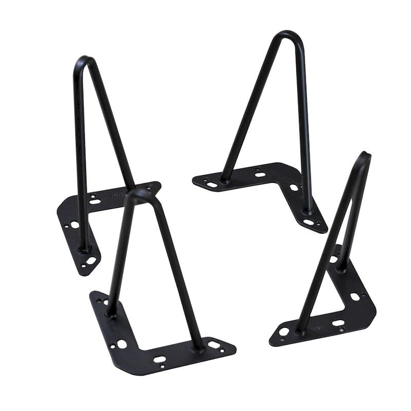 Pieds de table épingle en métal, fer thermolaqué, plaque de montage pré-percée, noir, 3-4 pièces, plusieurs tailles