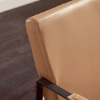 Fauteuil d'appoint en cuir Mid-Century, marron/kaki, structure en métal, 1 place