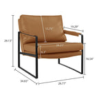 Fauteuil d'appoint en cuir Mid-Century, marron/kaki, structure en métal, 1 place