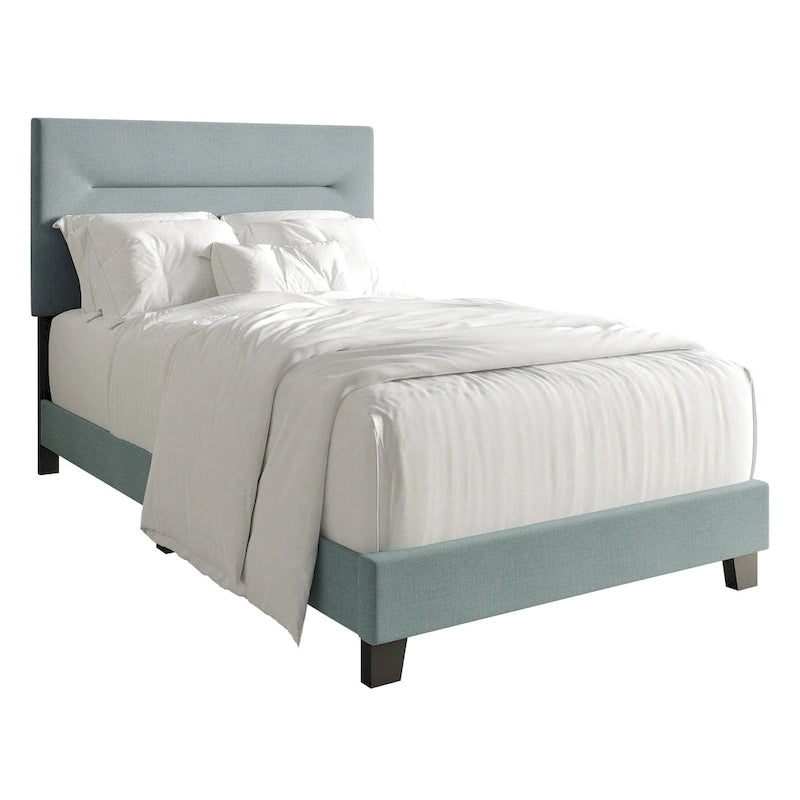 Lit rembourré en lin, tête de lit en mousse, bois d'hévéa/MDF, 2 places, gris/bleu/beige/bleu clair, simple/double/grand lit/très grand lit