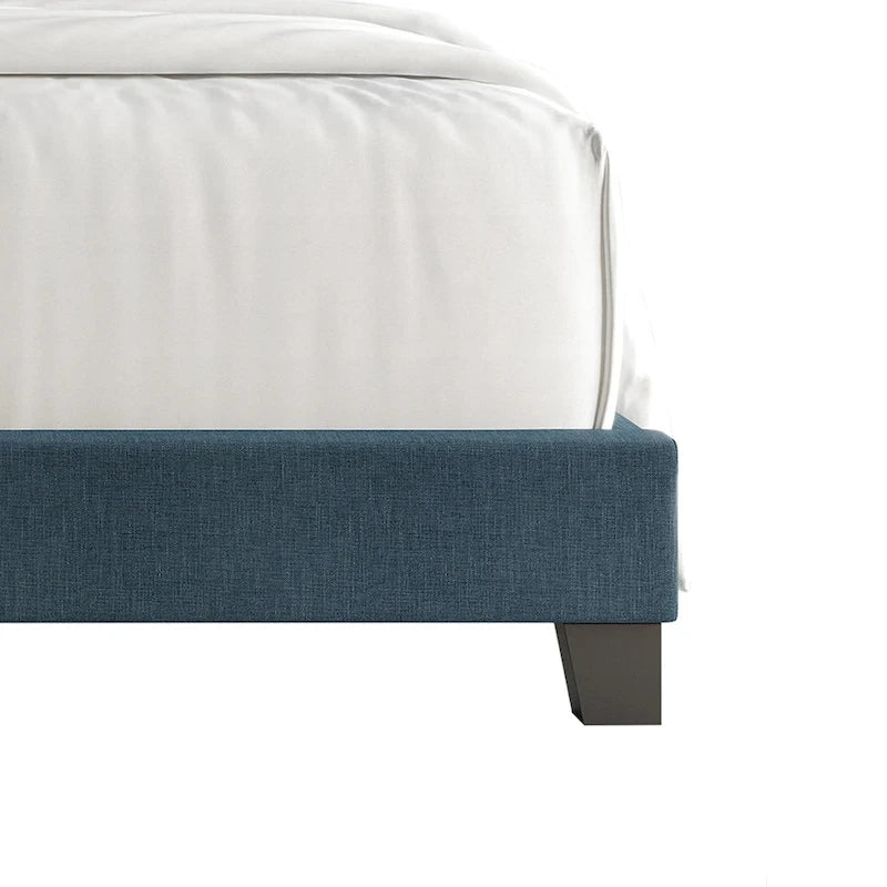 Lit rembourré en lin, tête de lit en mousse, bois d'hévéa/MDF, 2 places, gris/bleu/beige/bleu clair, simple/double/grand lit/très grand lit