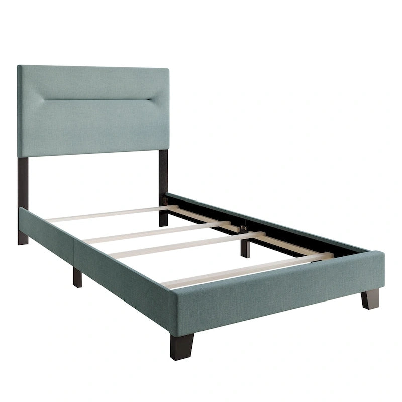 Lit rembourré en lin, tête de lit en mousse, bois d'hévéa/MDF, 2 places, gris/bleu/beige/bleu clair, simple/double/grand lit/très grand lit