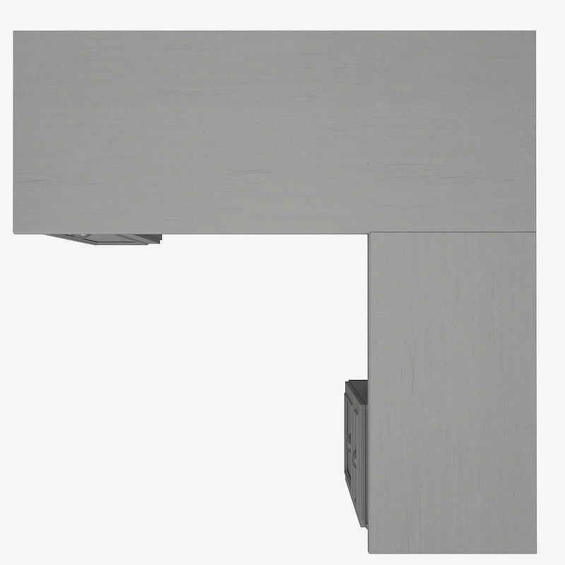 Bureau en L, 60 po de largeur, 1 tiroir classeur, 1 tiroir de rangement, 1 tablette pour clavier, armoire de rangement, gris Cap Cod/gris planches