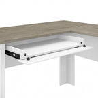 Bureau en L, 60 po de largeur, 1 tiroir classeur, 1 tiroir de rangement, 1 tablette pour clavier, armoire de rangement, gris Cap Cod/gris planches