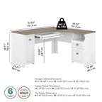 Bureau en L, 60 po de largeur, 1 tiroir classeur, 1 tiroir de rangement, 1 tablette pour clavier, armoire de rangement, gris Cap Cod/gris planches