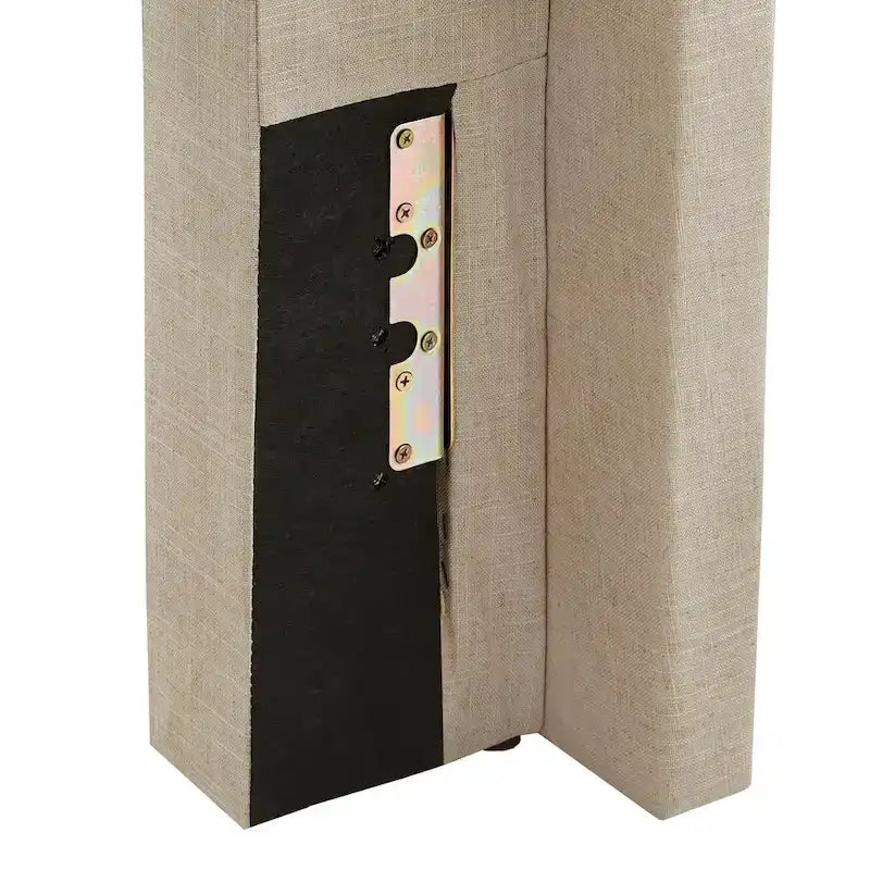 Tête de lit capitonnée à oreilles, Beige/Gris foncé/Gris, Lin
