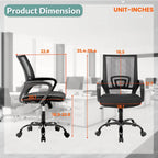 Chaise de bureau pivotante ergonomique, Noire, dossier en maille, hauteur réglable, 1 place